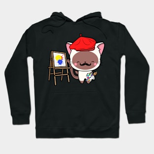 Funny white cat is a painter Hoodie